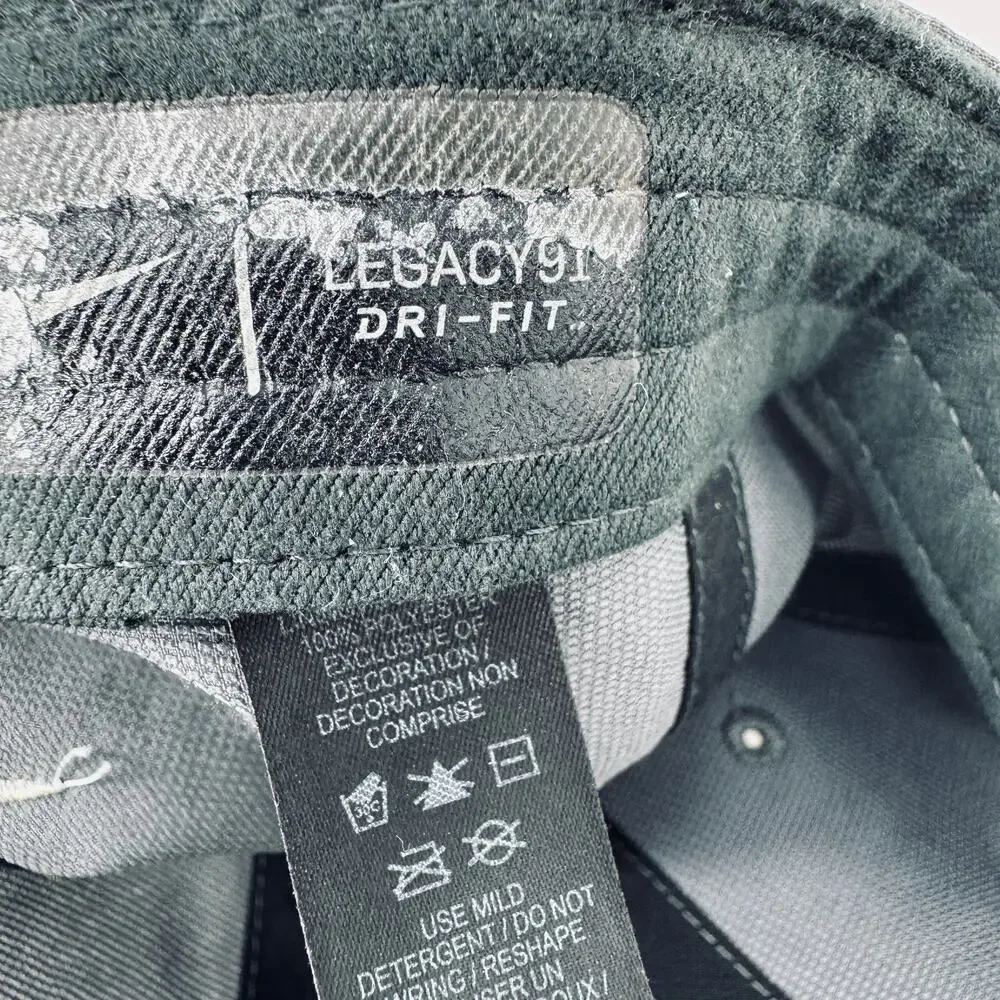 Nike Legacy 91 Dri-Fit Baseball Cap‎ Mens Gray Logo Adjustable Strapback Hat - Picture 12 of 13
